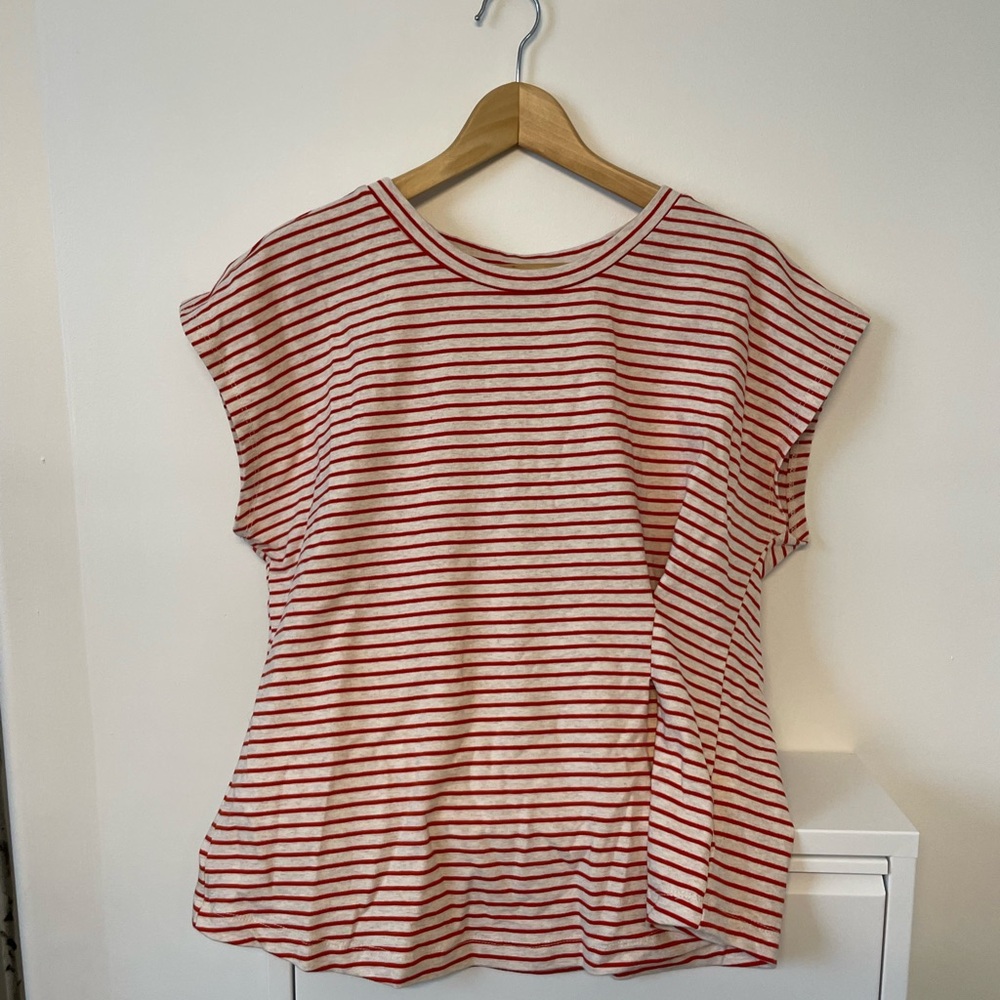 W5 Red and White Striped Women's Top